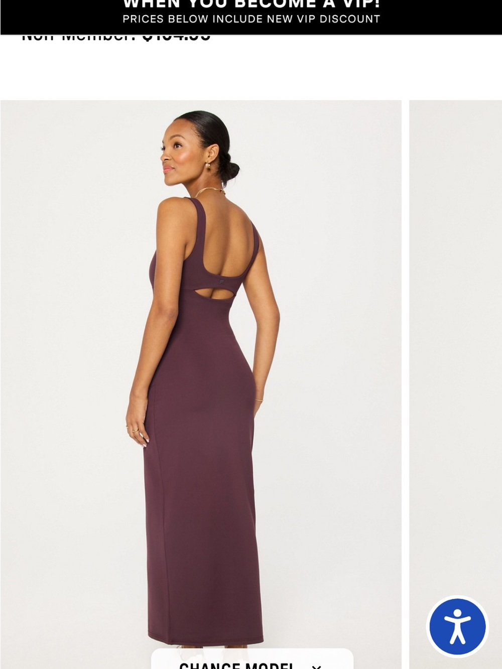 Fabletics Plum Backless Cutout Maxi Dress